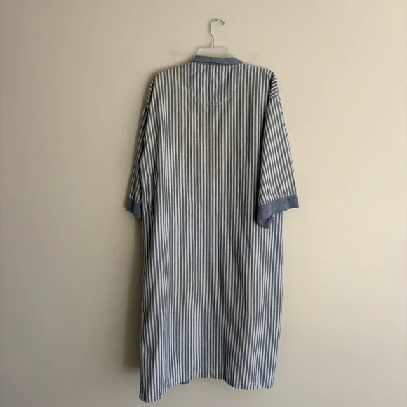 Vintage Christian Dior Monsieur Blue & White Striped Robe One Size - Picture 3 of 6